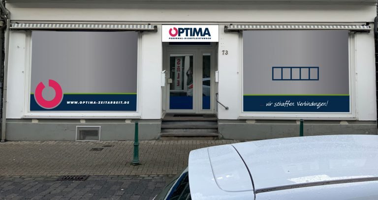 Ladenfront der OPTIMA-Niederlassung Radevormwald